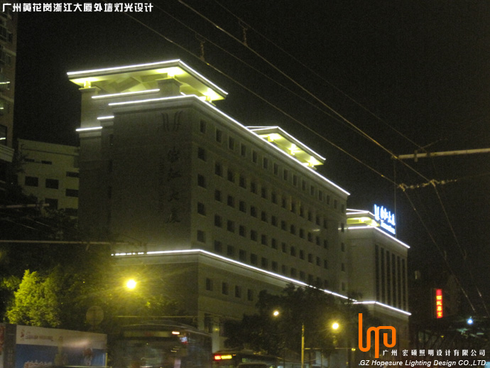 广州浙江大厦外墙灯光设计-宏硕照明设计
