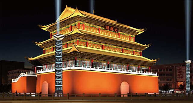 古城楼建筑是不可再生的,必须在有可靠保护的前提下才能实现现代化的照明设计与实施。因此,对古建筑的照明提出了不同于一般夜间景观照明的要求。充分体现古建筑特征,突出一个古字。通过照明的亮度和颜色的变化,既要显现出建筑物的轮廓,又要尽可能清晰展现出关键部位,并使照明具有最佳的层次感和立体感。
