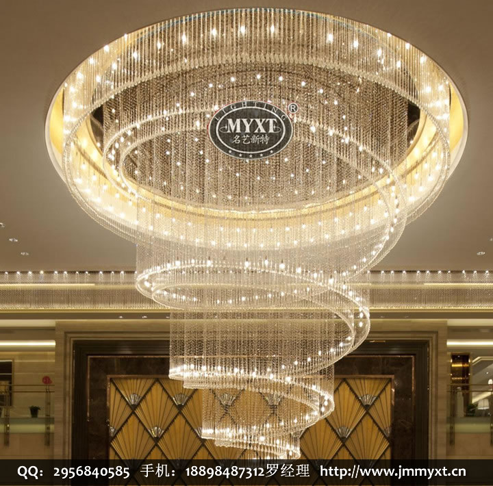 酒店中庭现代吊线水晶灯