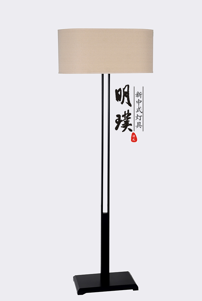明璞新中式复古布艺落地灯  卧室现代中式铁艺落地灯批发厂家