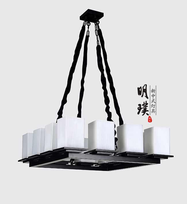 明璞新中式布艺吊灯   餐厅现代中式吊灯批发厂家