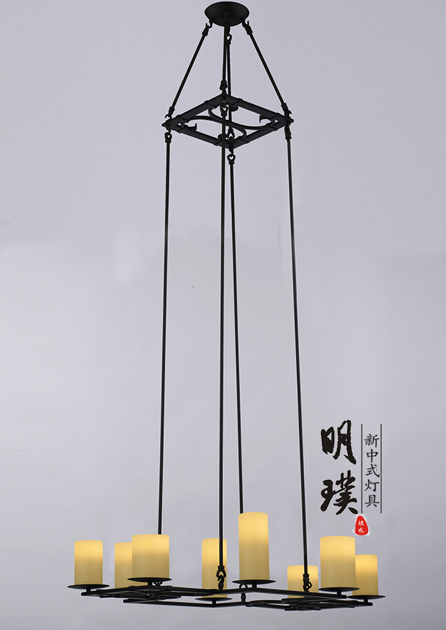 明璞现代中式简约吊灯   现代中式铁艺吊灯批发厂家