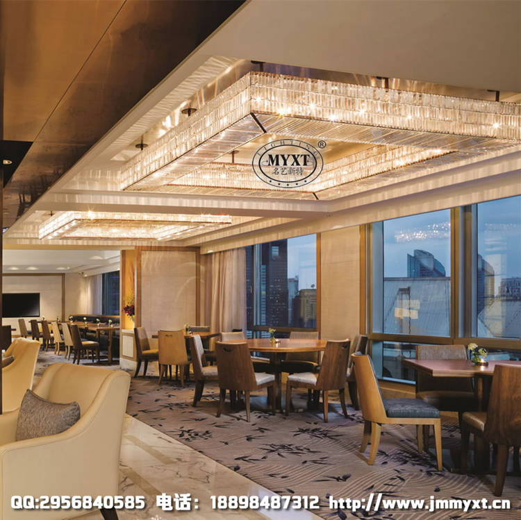 酒店餐厅水晶灯 酒店会议室水晶灯 三角水晶条工程灯方形水晶灯