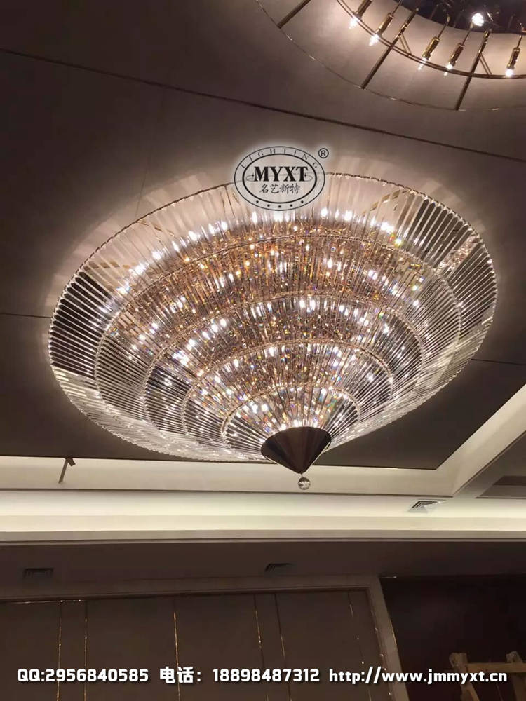 酒店宴会厅伞形水晶工程灯热销定制款