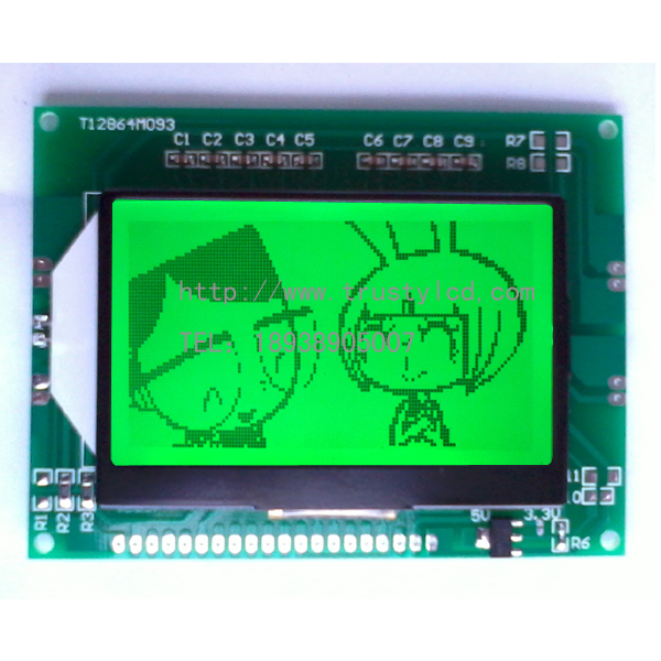 考勤机专用单色LCD液晶显示模组12864图形点阵