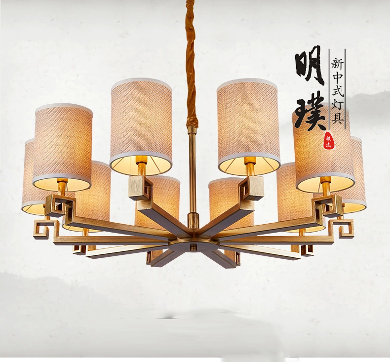 现代中式吊灯厂家 展厅新中式吊灯 全铜新中式样板房吊灯