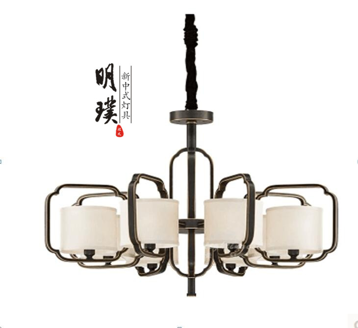 简约新中式吊灯 时尚创意新中式吊灯  主卧布艺新中式吊灯