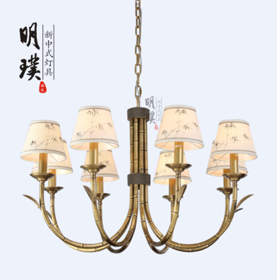 圆形新中式灯具 餐厅新中式吊灯 餐厅全铜新中式代理   