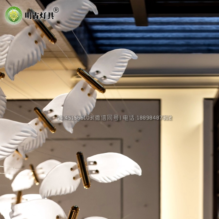 飞鸟艺术吊灯 海鸥吊线灯 仿生艺术吊灯定制 艺术装饰吊灯设计