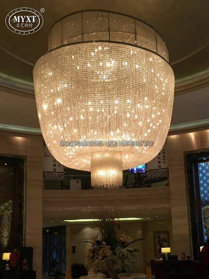 酒店创意水晶灯 酒店大堂水晶吊灯 工程水晶灯定制 酒店水晶灯设计