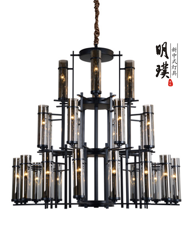 会所新中式吊灯批发	玻璃新中式吊灯
