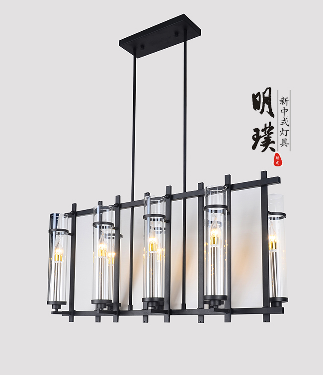 玻璃新中式吊灯定制	办公楼新中式吊灯