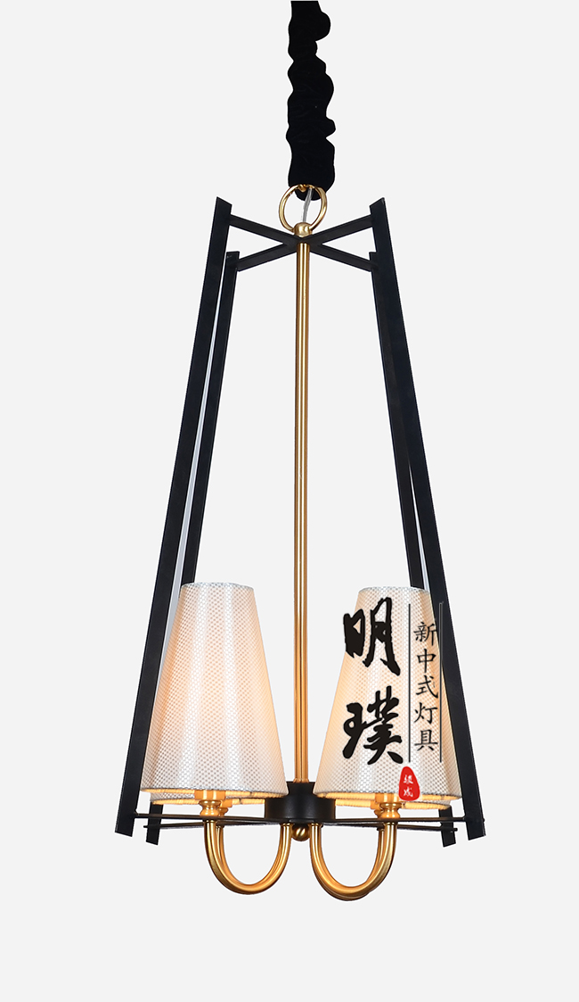 布艺新中式灯具	展厅新中式吊灯定制