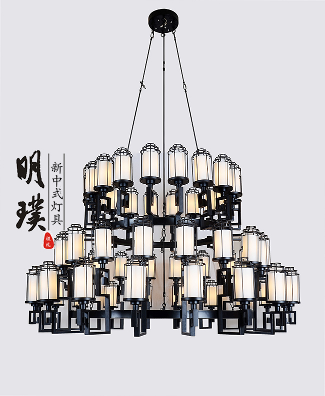 办公楼新中式吊灯 会所新中式吊灯定做
