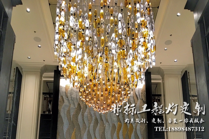 南京酒店工程灯 酒店大堂艺术吊灯 艺术水滴吊灯 大型水晶吊灯定制