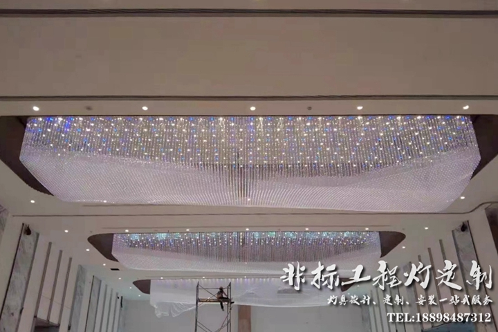 宴会厅水晶灯 大型酒店水晶灯 宴会厅灯具定制 宴会厅灯具安装