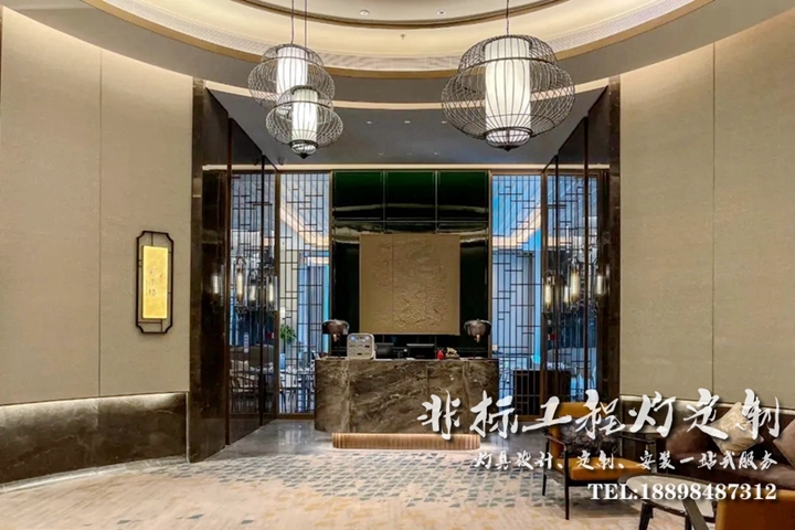 彩丰楼中餐厅吊灯 酒店灯具定制方案 新中式吊灯设计