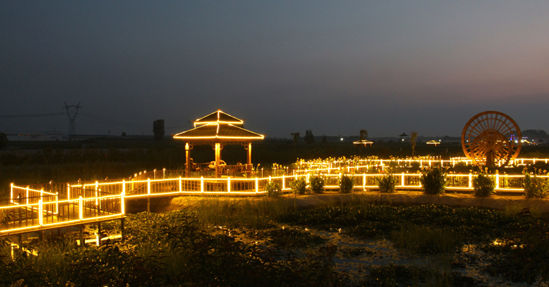 山东省济南市章丘区白云湖湿地公园夜景亮化工程，照明工程，景观亮化照明工程