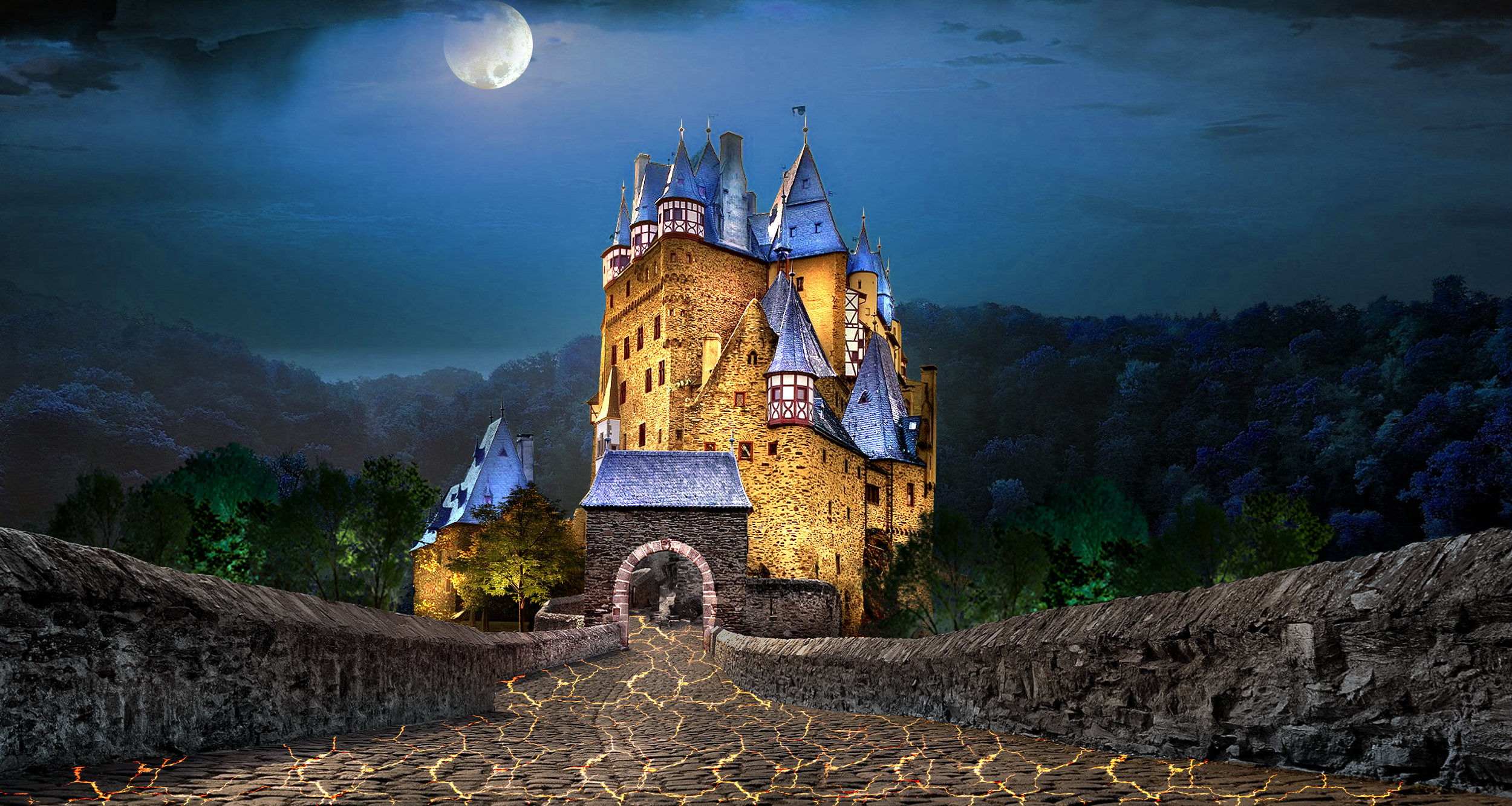 城堡夜景背景图图片