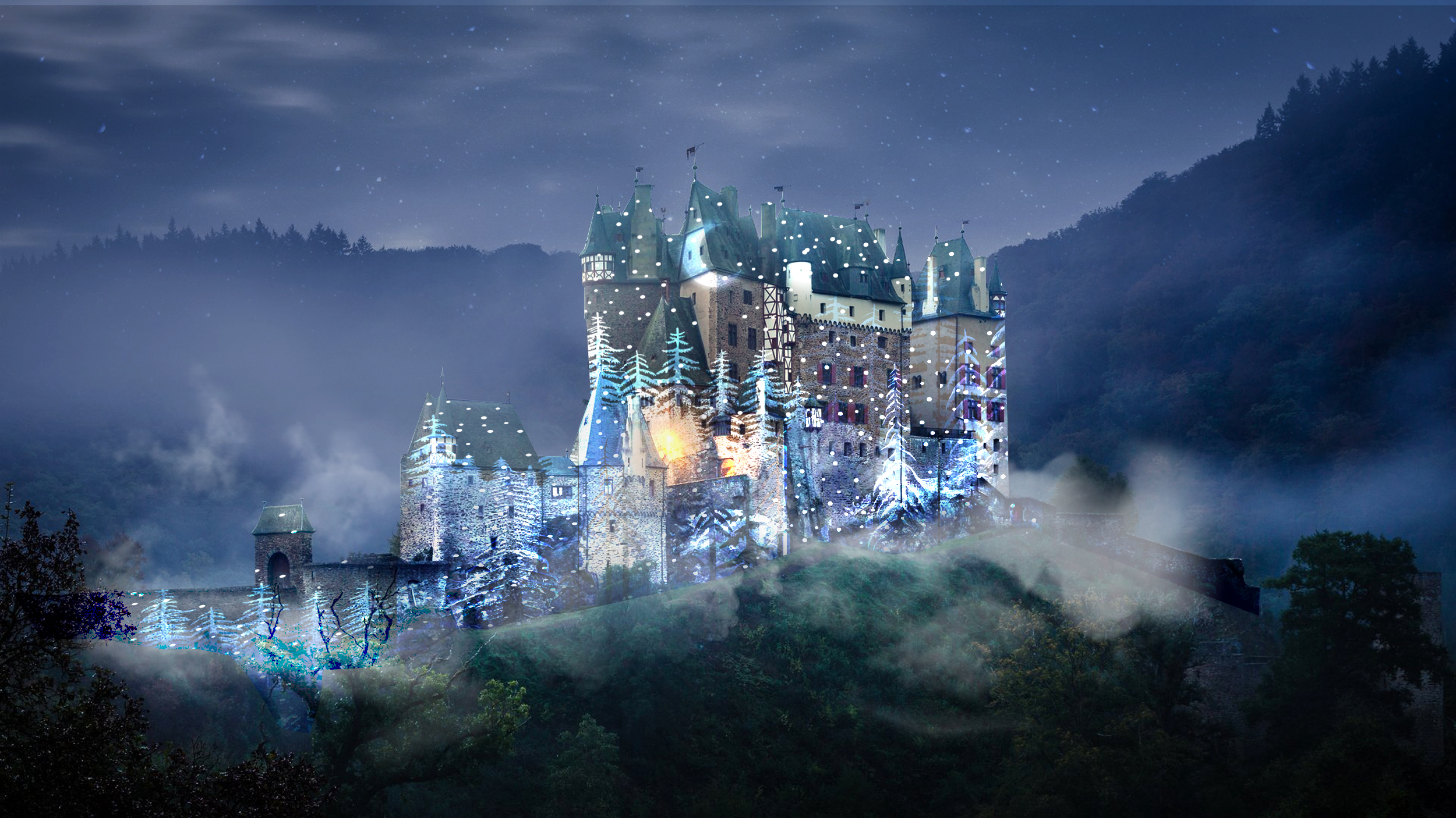 城堡背景图晚上图片