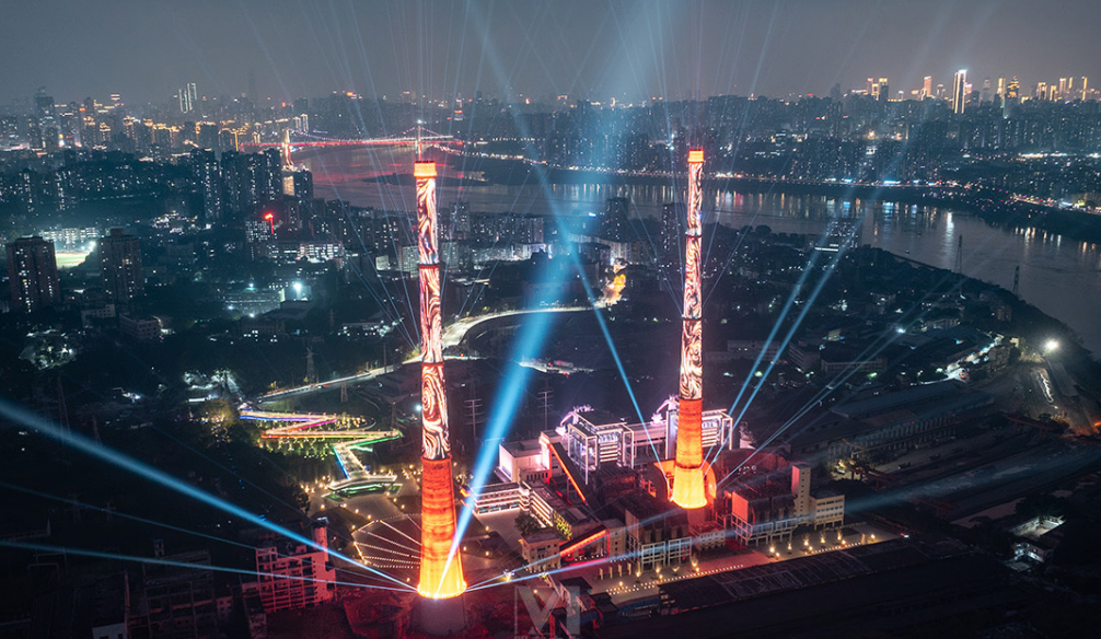 重塑·新生 | 卓生照明携手上海莱奕亭与上海院，共同点亮240米双子烟囱，打造全球首个超高空光影地标